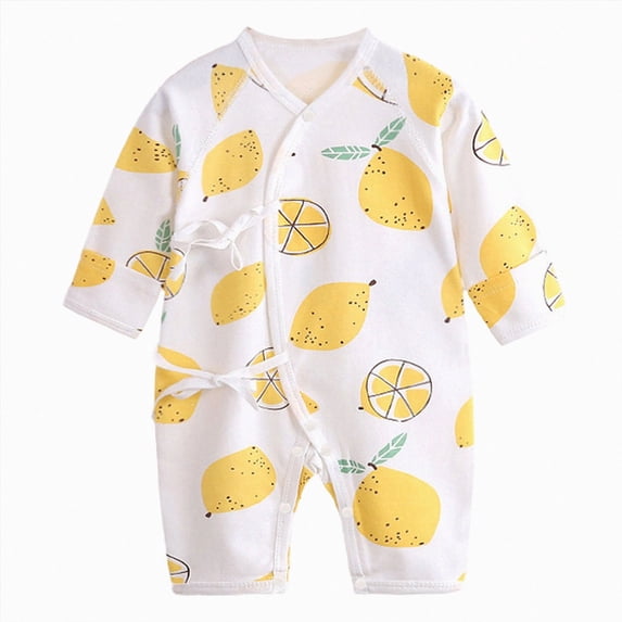 CAICJ98 Newborn Infant Baby Boys Girls Bodysuit Jumpsuits with Button Long Sleeve Cotton Rompers,Size 12-18 Months