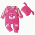 thumbnail image 1 of CAICJ98 Newborn Infant Baby Girl Clothes Fall Winter Cute Long Sleeve Jumpsuit with Hat One Piece Romper Bodysuit Baby Overalls Outfits Hot Pink,Size 0-3 Months, 1 of 7