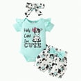 thumbnail image 1 of CAICJ98 Newborn Infant Baby Girl Clothes Summer Outfits Infant Romper Shorts Cute Baby Girl Clothes Gift Set (9-12 Months,Light Blue), 1 of 7