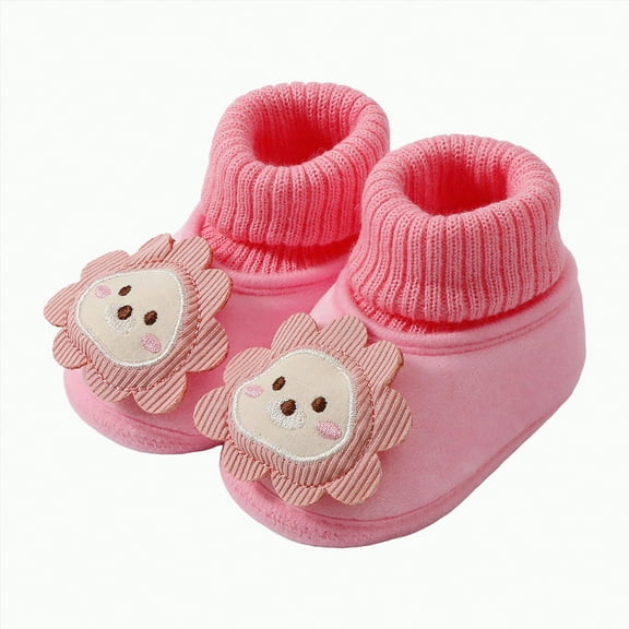 CAICJ98 Newborn Knit Booties Soft Baby Sock Boots for Infant Boys Girls First Walkers Non-Slip Baby Boy Girl Boots Pink,3(Infant)
