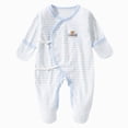 thumbnail image 1 of CAICJ98 Newborn Romper Coming Home Outfit Unisex Cotton Pattern Button Jumpsuits for Infant Baby Boys Girls Pajamas (Light Blue,Newborn), 1 of 6