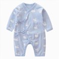 thumbnail image 1 of CAICJ98 Newborn Romper Coming Home Outfit Unisex Cotton Pattern Button Jumpsuits for Infant Baby Boys Girls,Size 6-12 Months, 1 of 3