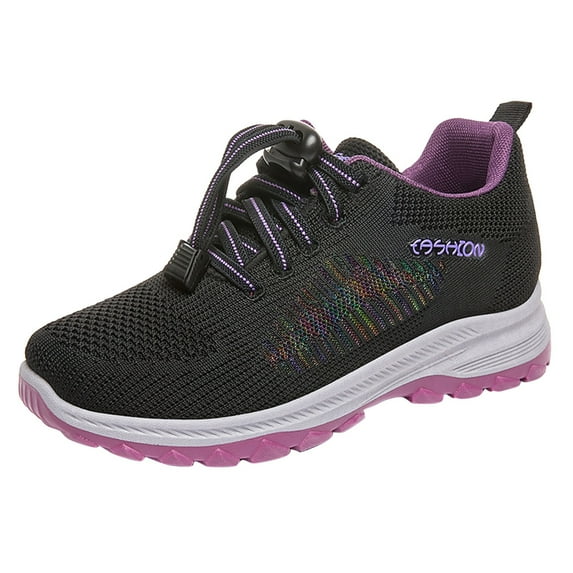 CAICJ98 Non Slip Shoes for Women Slip On Breathe Mesh Walking Shoes Women Fashion Sneakers Comfort Wedge Platform Loafers,Black