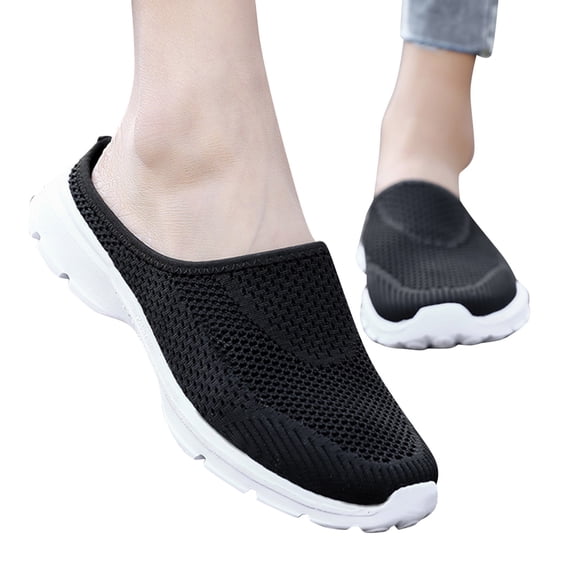 CAICJ98 Non Slip Shoes for Women Slip on Sneakers for Women and Men with Arch Support Insole,Black