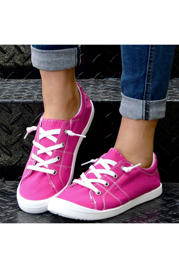 Non Slip Shoes for Women Women's Knits Oxfords Classic Lace Up Shoes Square Toe Wingtip Flats Casual Fall Walking Sneakers,Hot Pink