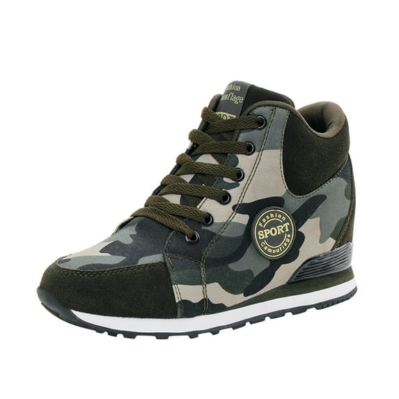 CAICJ98 Non Slip Shoes for Women Womens High Top Sneakers Fashion PU Leather Sneaker Ankle Booties,Army Green