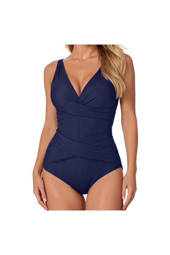 One Piece Bathing Suit for Women Women Sexy Tummy Control Swimsuits Halter Push Up Bathing Suits Dark Blue,S