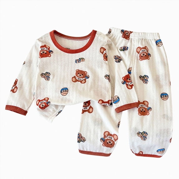 CAICJ98 Pajamas Toddler Girl Long Sleeve Snug fit 2Pcs Soft Pjs Set Kids Loungewear Sleepwear Boy Baby Clothes (Red,12-18 Months)