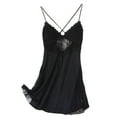 thumbnail image 1 of CAICJ98 Pajamas for Women Women's Lace Suspender Padded Satin Silk Nightgown Home Clothes Sleeveless Nightgowns for Women M,Black, 1 of 5