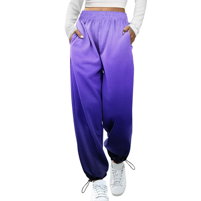 CAICJ98 Pants For Women, Cargo Pants Women Womens Joggers with Side  Pockets, Rib Bottoms, Soft Sweatpants for Women Purple,S