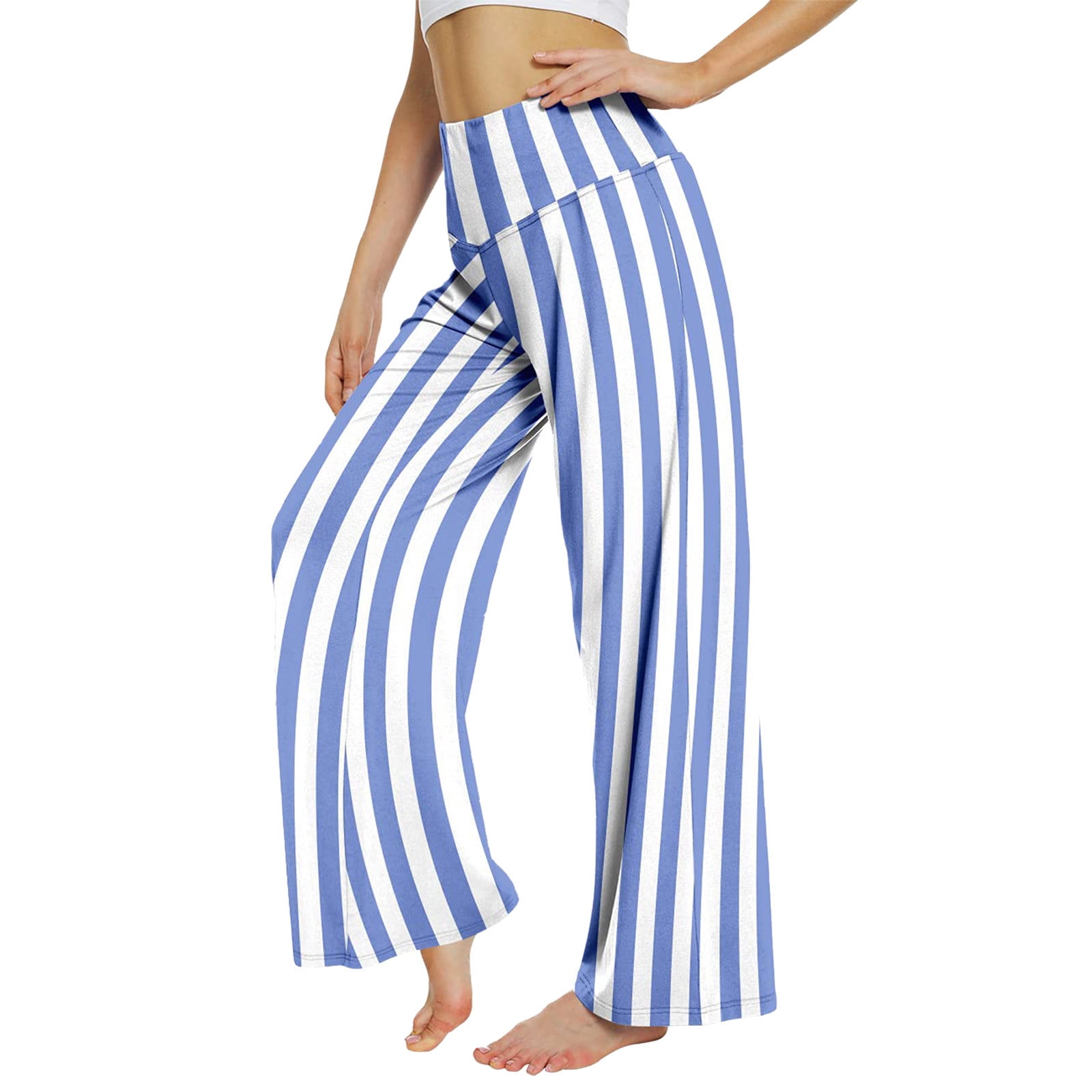 CAICJ98 Pants for Women Women's High Waist Pleated Suit Pants Casual Wide  Leg Loose Fit Trouser Pants with Pocket Light Blue,XL