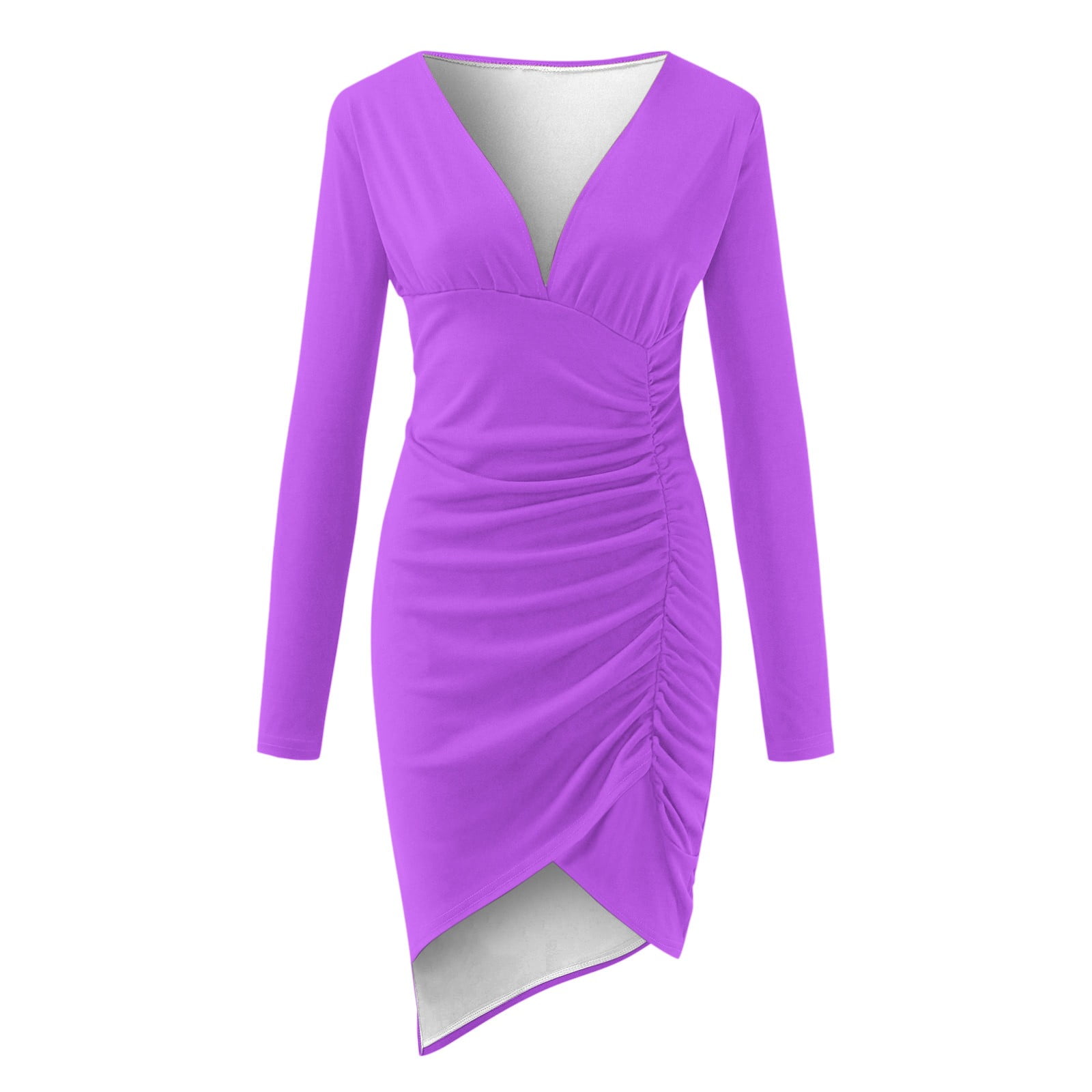 Velvet Cocktail Dresses For Women WDIRARA Women's Plus Size Velvet Bodycon  Dress - Ruched Deep V-Neck, Long Sleeve Midi Dress For Parties & Evening  Wear Wdirara Clothing