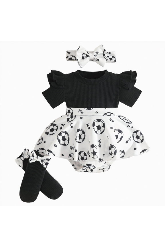Preemie Clothes Girl Newborn Girl Outfits Infant Baby Girl Clothes Summer Romper Dress Shorts Set (Black,0-3 Months)