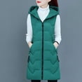 thumbnail image 1 of CAICJ98 Puffer Vest Women Women's Outerwear Vest Casual Thicken Qulited Hooded Vest Padded Jacket Green,L, 1 of 5