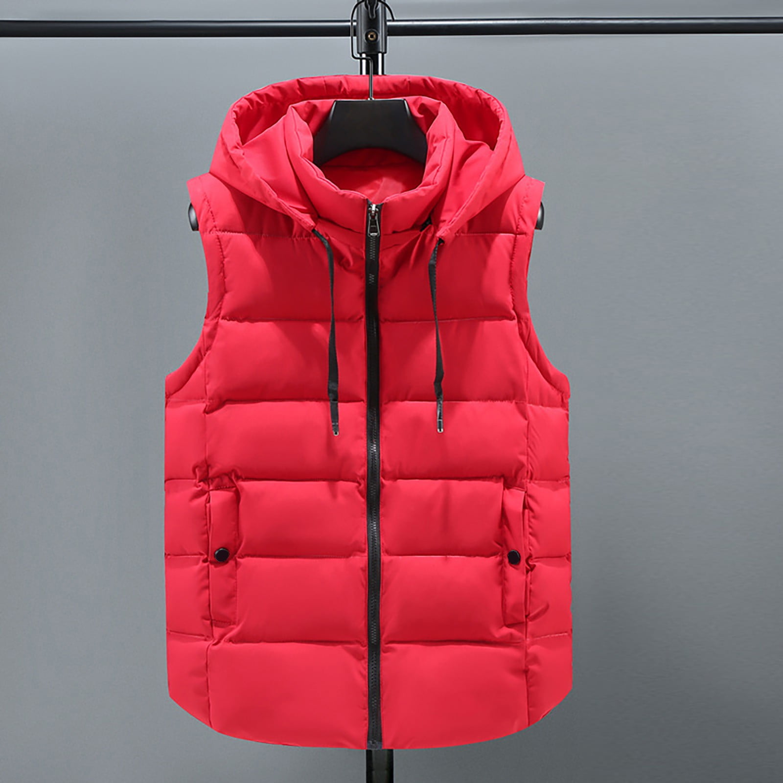 CAICJ98 Puffer Vest Women Women's Vest Padded Stand Collar Lightweight  Outerwear Casual Zip Pocket Quilted Vest Coat for Women Red,XXL