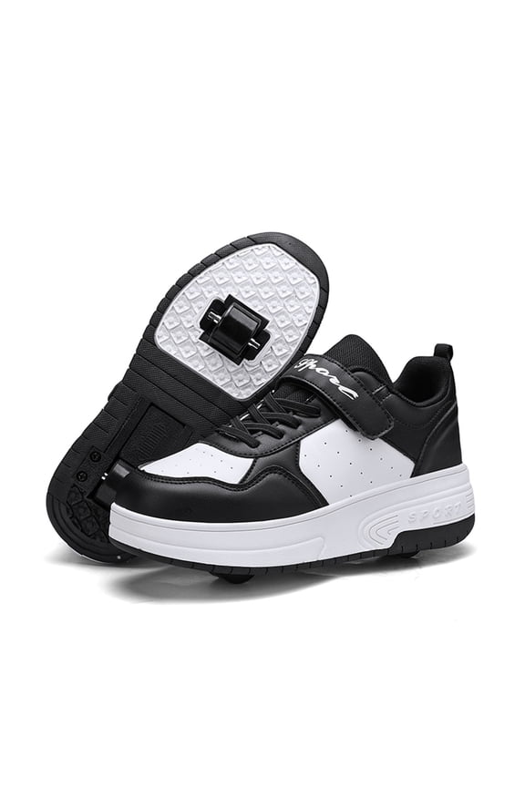 Roller Skate Shoes for Boys Girls Kids Detachable Wheeled 2 in 1 Skating Shoes with Wheels Fashion Boy Girl Sneakers Black,3.5(Little Kid/Big Kid)
