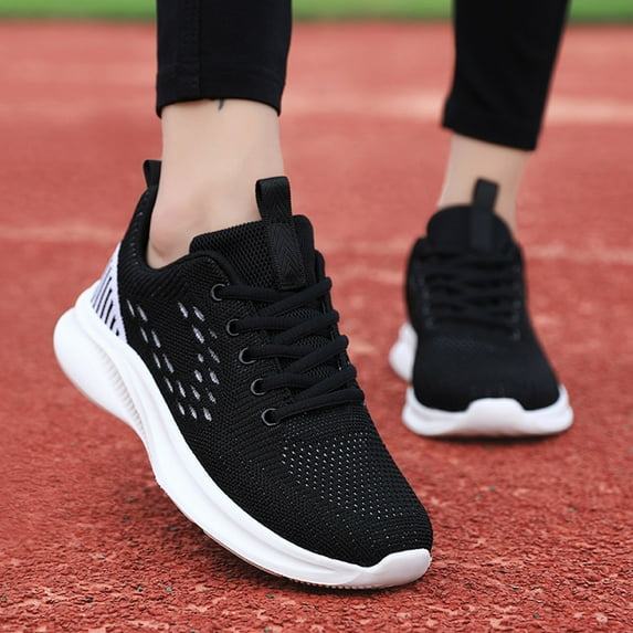 CAICJ98 Running Shoes Womens Women's Slip on Loafer Shoes- Comfortable Casual Walking Sneakers,Black