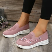 CAICJ98 Running Shoes Womens Women's Slip on Loafer Shoes- Comfortable Casual Walking Sneakers,Pink