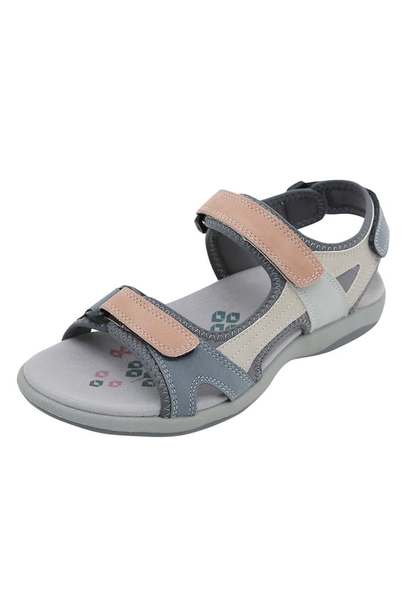 Sandals Women Summer Fashion Open Toe Color Block Adjustable Elastic Sports Sandals Breathable Non Slip Outdoor Beach Sandals Grey,8.5