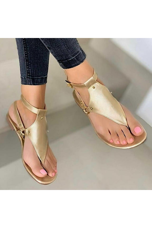 Sandals Women Summer Wedge Sandals for Women Bohemia Beach Platform Shoes Comfortable Open Toe Walking Sandal,Gold