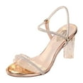 thumbnail image 1 of CAICJ98 Sandals Women Wedge Sandals for Women Bohemian Elastic Ankle Strap Womens Platform Sandals Summer Woven Flower Rhinestone Sandalias,Gold, 1 of 5