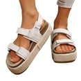 thumbnail image 1 of CAICJ98 Sandals for Women Platform Wedge Sandals Open Toe Slingback Sandals Adjustable Double Strap Beach Sandals White,11, 1 of 7