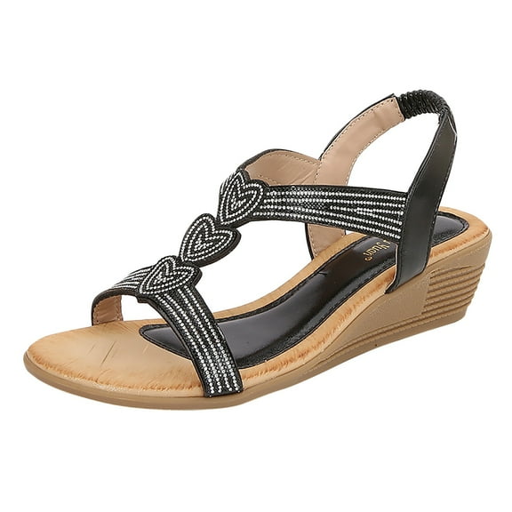 CAICJ98 Shoes for Women Womens Sandals, Sandals for Women Dressy Summer, Flat Sandals for Women, Cute Sandals for Women, Open Toe Elastic Sandals for Women,Black