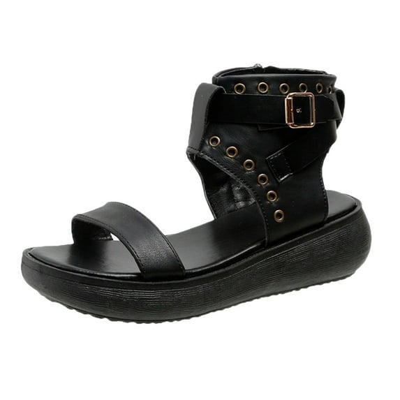 CAICJ98 Shoes for Women Womens Flat Sandals Beaded Bohemian Elastic Back Strap Rhinestone Summer Slip On Sandals,Black