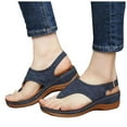 thumbnail image 1 of CAICJ98 Shoes for Women Womens Wedge Espadrilles Platform Cross Strap Ankle Buckle Open Toe Slingback Summer Sandals,Blue, 1 of 2