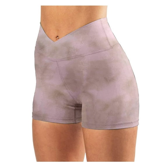 CAICJ98 Shorts for Women Biker Shorts for Women, No Front Seam V High Waist Yoga Workout Gym Shorts with Tummy Control 2XL,Pink