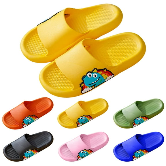 CAICJ98 Slides for Boys Girls Non-slip Toddler Cloud Slide Sandals Comfy Cushioned Thick Sole Shower Pool Slippers Summer Beach Water Shoes Indoor & Outdoor Yellow,2.5(Big Kid)