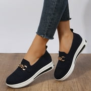 CAICJ98 Sneakers for Women Women Canvas Mules Memory Foam Clipper  Sneakers Comfortable Slip-On Mule Holiday Shoes,Dark Blue