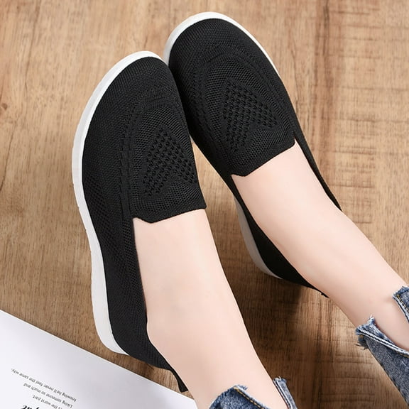 CAICJ98 Sneakers for Women Womens Walking Shoes Slip On Comfort Casual Foam Tennis Sneakers for Gym Running,Black