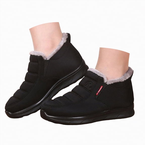 CAICJ98 Snow Boots for Women Comfortable Arch Support Ankle Booties Fleece Lined Non Slip Waterproof Hiking Walking Work Women Winter Boots (Black,Size 6)