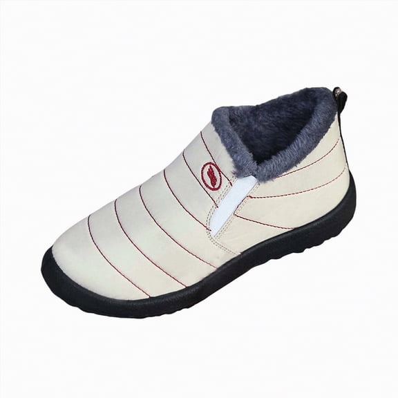 CAICJ98 Snow Boots Women Slip On Warm Lined Ankle Boots Waterproof Anti Slip Shoes Outdoor Women's Winter Boots (White,Size 6.5)