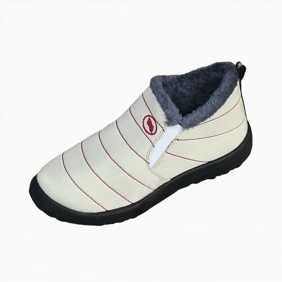 CAICJ98 Snow Boots Women Slip On Warm Lined Ankle Boots Waterproof Anti Slip Shoes Outdoor Women's Winter Boots (White,Size 6.5)