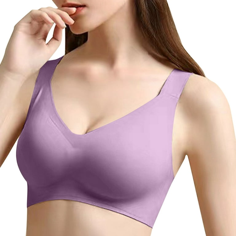 CAICJ98 Sports Bras For Women Extra-Elastic Closure Trim Bra Breathable  Women Yoga Front Underwear Sports Lace Purple,L 