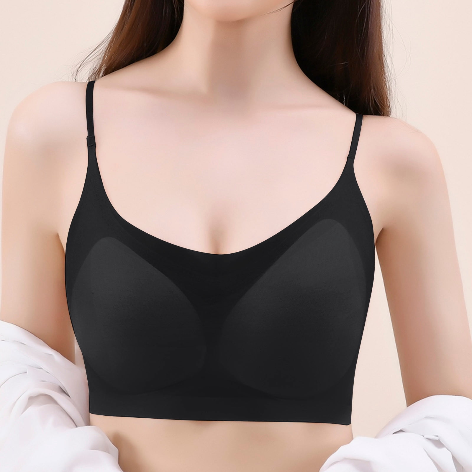 CAICJ98 Sports Bras for Women Support Wireless Bra, Lace Bra with  Stay-in-Place Straps, Full-Coverage Wirefree Bra, Tagless for Everyday Wear  Black,XXL 