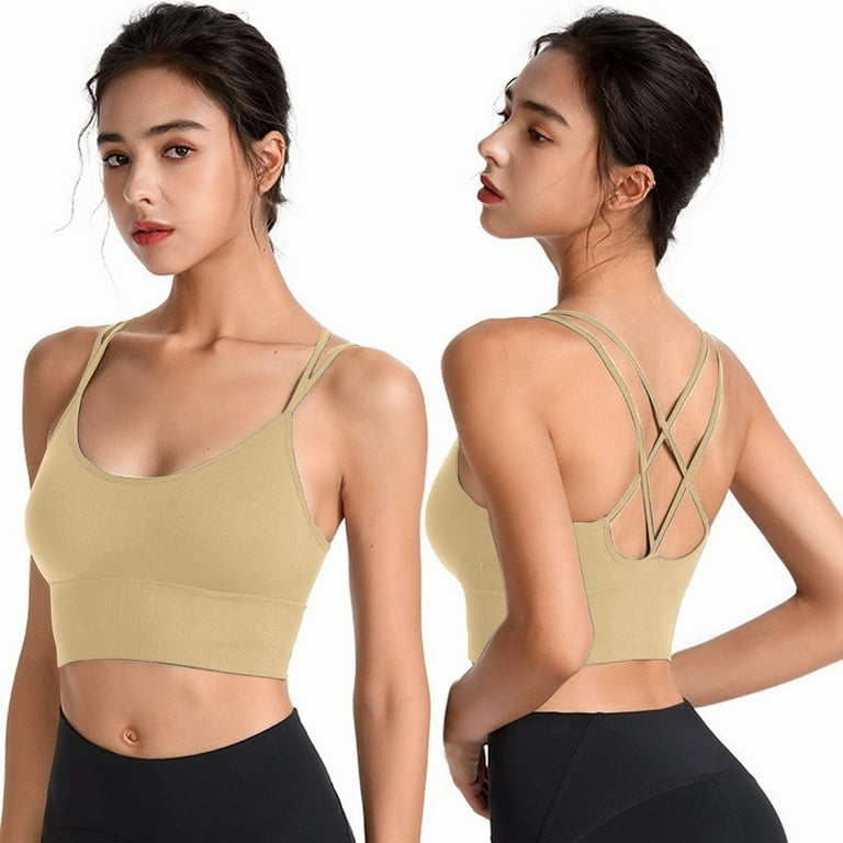 CAICJ98 Sports Bras for Women Sports Bras for Women High Impact Racerback  Workout Sports Bra High Support for L Bust Plus Size Beige,XXL