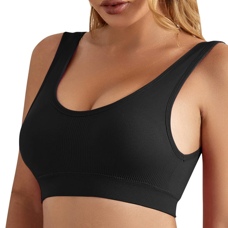 CAICJ98 Sports Bras for Women Strappy Sports Bra for Women, Crisscross Back  M Support Yoga Bra with Removable Cups Black,L 