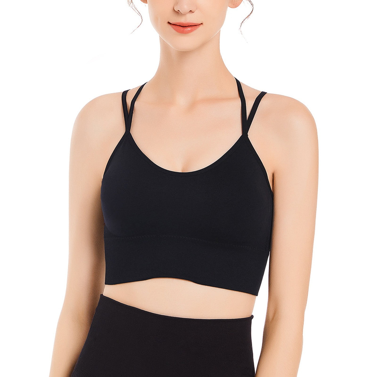 CAICJ98 Sports Bras for Women Women's Pure Comfort Light Support Pullover  Wireless T-Shirt Bra with Moisture-Wicking Black,3XL 