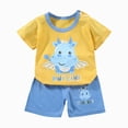 thumbnail image 1 of CAICJ98 Summer Clothes for Toddler Baby Boys 3 6 12 18 24 Months 2T 3T 4T 5T Girls Outfits Cartoon Print Short Sleeve Print T-Shirt + Elastic Shorts Set (Yellow,3-4 Years), 1 of 4