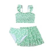 CAICJ98 Swim Suits for Girls Toddler Girl Swimsuits Infant Baby Girl Bathing Suit Bikini Sets Swimwear 2 Piece Summer Beach Outfit,Green