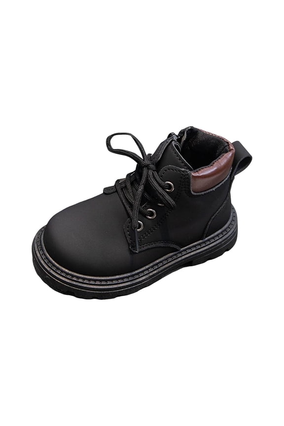 Toddler Ankle Boots Kids Lace Up Waterproof Combat Glitter Shoes With Side Zipper Boots for Boys Black (Toddler/Little Kid),11.5