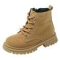 thumbnail image 1 of CAICJ98 Toddler Ankle Boots Outdoor Four Seasons Ankle Sneaker High Top Casual Classic Hiking Shoes Work Boots for Kids Brown (Little Kid/Big Kid),10.5, 1 of 7