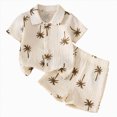 thumbnail image 1 of CAICJ98 Toddler Baby Boy Clothes Linen Summer Outfits Tropical Vacation Button Up Short Sleeve Shirts & Shorts Set Baby Clothes for Boys (Khaki,3-4 Years), 1 of 7