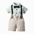 thumbnail image 1 of CAICJ98 Toddler Baby Boy Clothes Suit Gentleman Wedding Outfits, Formal Dress Shirt+Bowtie+Suspender Pants Baby Boy Clothes (Green,7 Years), 1 of 9