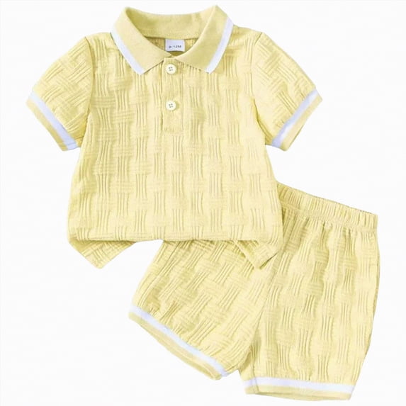 CAICJ98 Toddler Baby Boy Clothes Summer Outfits Short Sleeve Polo Shirt Shorts 2Pcs Infant Clothing Sets (Yellow,2-3 Years)