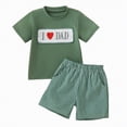 thumbnail image 1 of CAICJ98 Toddler Baby Boy Fathers Day Outfits I Love Dad Embroidered Short Sleeve T-Shirt and Plaid Shorts Set Infant Summer Clothes (Green,18-24 Months), 1 of 7