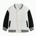 thumbnail image 1 of CAICJ98 Toddler Baby Boy Girl Baseball Jacket Y2k Varsity Kids Bomber Jackets Boys Girls Color Block Button Letterman Jackets (White,4-5 Years), 1 of 4